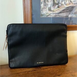 Black Leather Laptop MacBook Case Bag